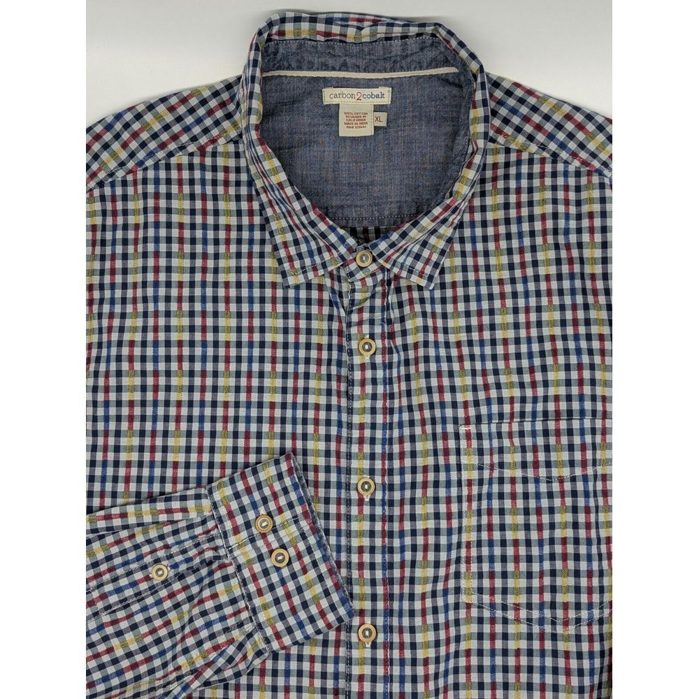 Carbon2Cobalt Mens XL Shirt Long Sleeve‎ Multicolor Plaid Cotton 133622